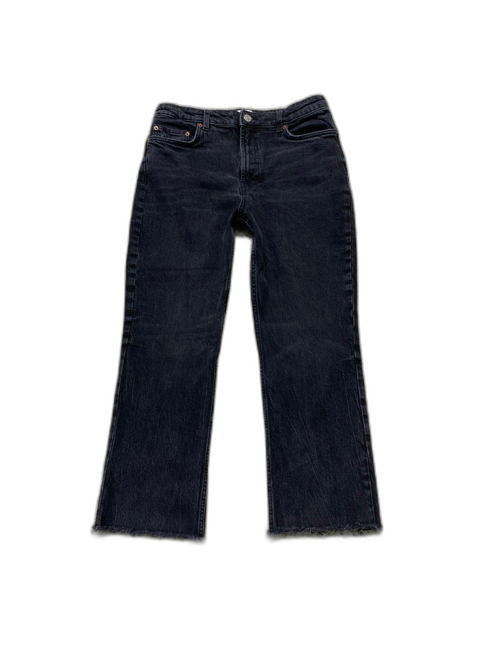12 Zara High-Rise 90s Crop Straight Raw Hem Straight Black